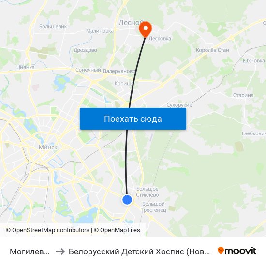 Могилевская to Белорусский Детский Хоспис (Новое Здание) map