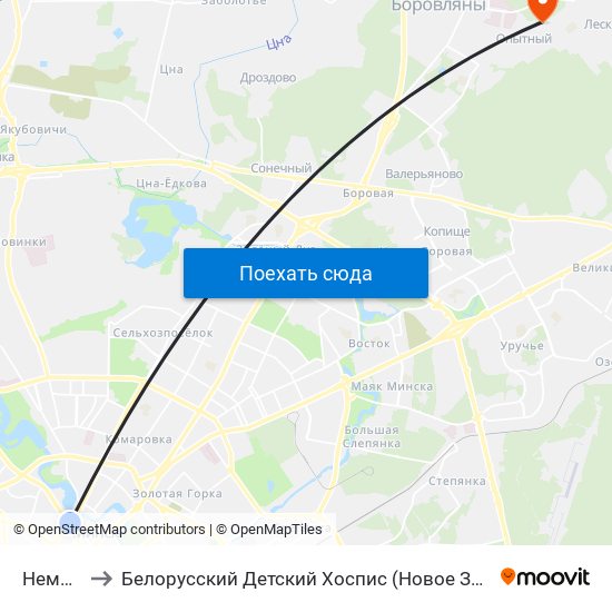 Немига to Белорусский Детский Хоспис (Новое Здание) map
