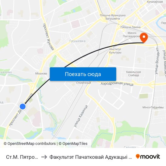Ст.М. Пятроўшчына to Факультэт Пачатковай Адукацыі Бдпу Імя М. Танка map