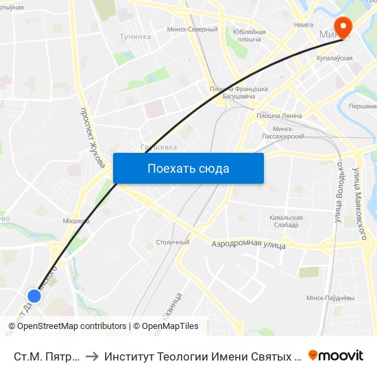 Ст.М. Пятроўшчына to Институт Теологии Имени Святых Мефодия И Кирилла Бгу map