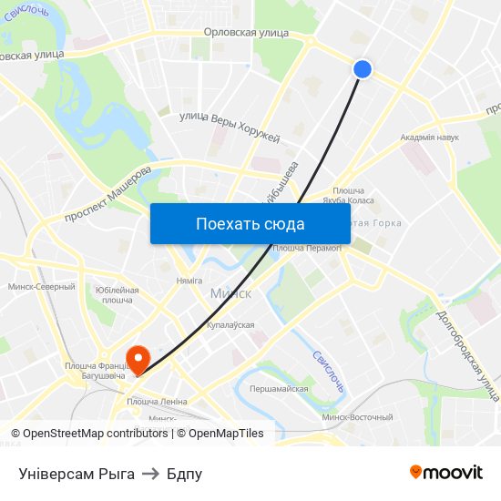 Універсам Рыга to Бдпу map