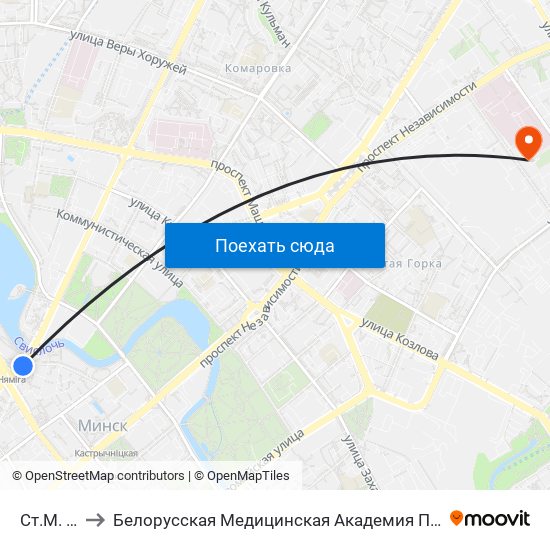 Ст.М. Няміга to Белорусская Медицинская Академия Последипломного Образования map