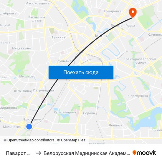 Паварот На Філіял Бду to Белорусская Медицинская Академия Последипломного Образования map