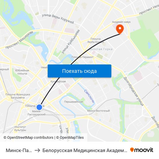 Минск-Пассажирский to Белорусская Медицинская Академия Последипломного Образования map
