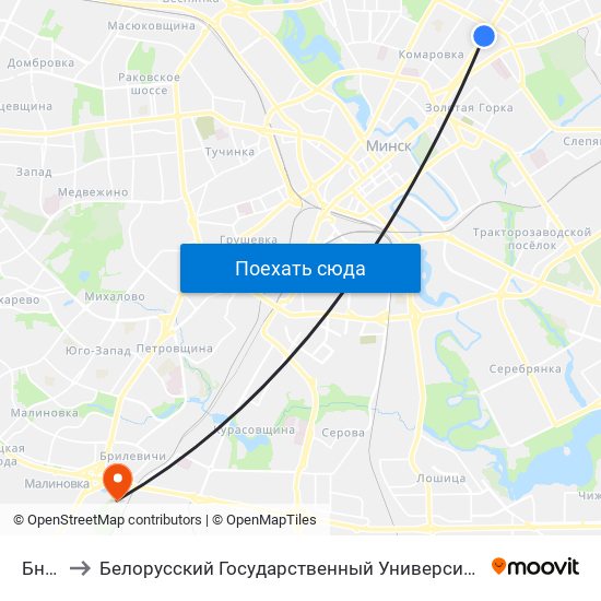 Бнту to Белорусский Государственный Университет map