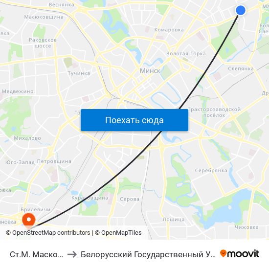 Ст.М. Маскоўская to Белорусский Государственный Университет map