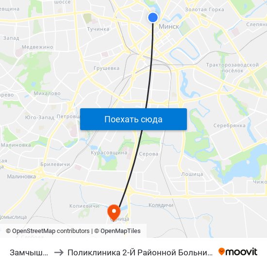 Замчышча to Поликлиника 2-Й Районной Больницы map
