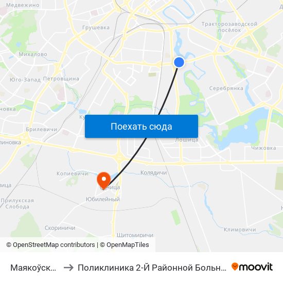 Маякоўскага to Поликлиника 2-Й Районной Больницы map