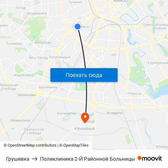 Грушевка to Поликлиника 2-Й Районной Больницы map