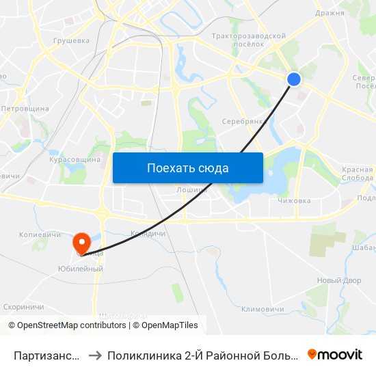 Партизанская to Поликлиника 2-Й Районной Больницы map