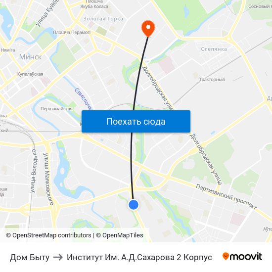 Дом Быту to Институт Им. А.Д.Сахарова 2 Корпус map