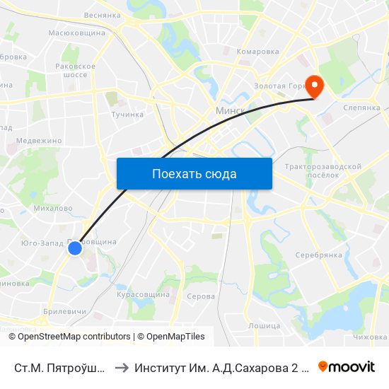 Ст.М. Пятроўшчына to Институт Им. А.Д.Сахарова 2 Корпус map