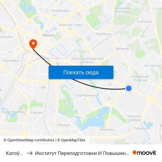 Катоўскага to Институт Переподготовки И Повышения Квалификации map