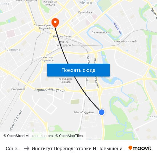 Сонечная to Институт Переподготовки И Повышения Квалификации map