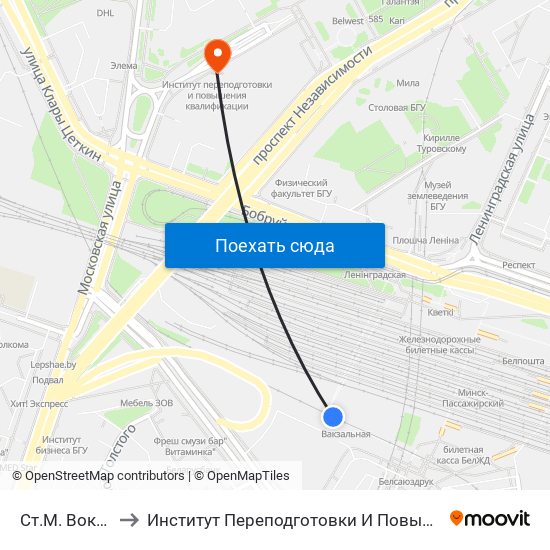 Ст.М. Вокзальная to Институт Переподготовки И Повышения Квалификации map