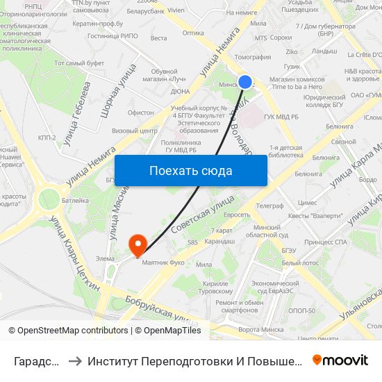 Гарадскі Вал to Институт Переподготовки И Повышения Квалификации map