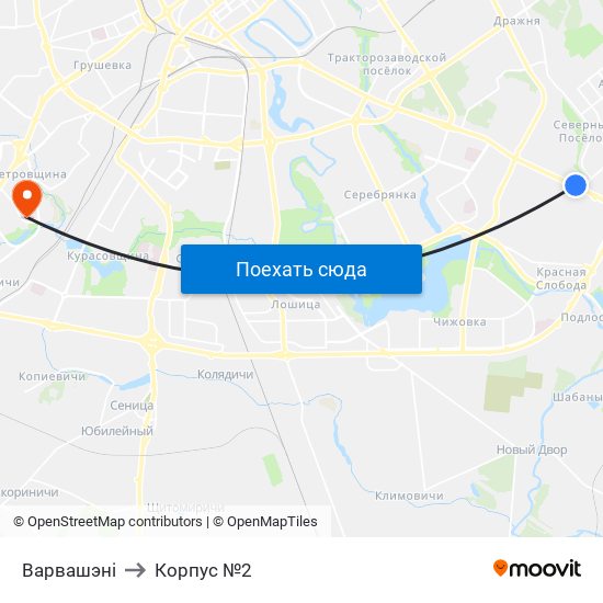 Варвашэні to Корпус №2 map