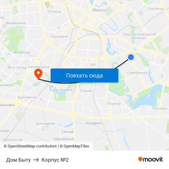 Дом Быту to Корпус №2 map