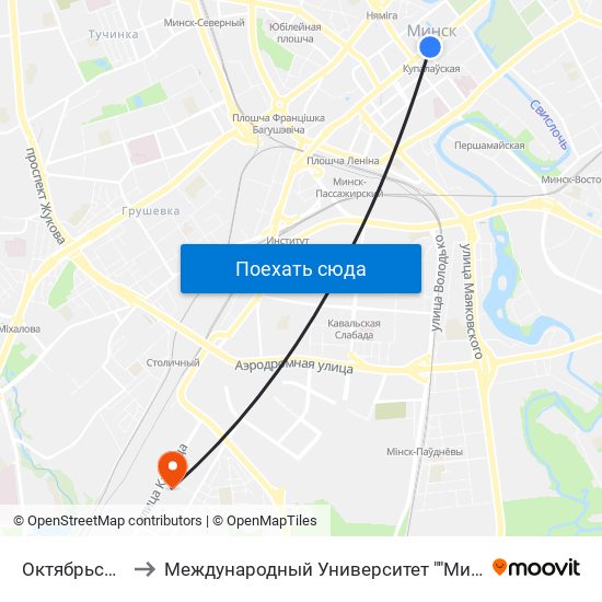 Октябрьская to Международный Университет ""Митсо"" map