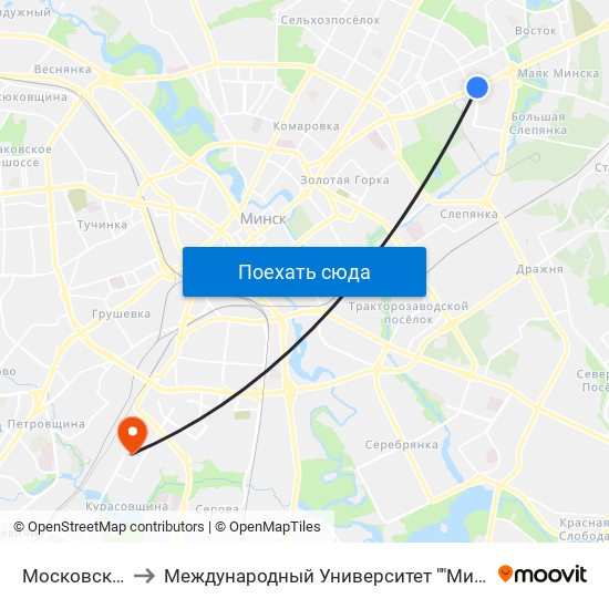 Московская to Международный Университет ""Митсо"" map