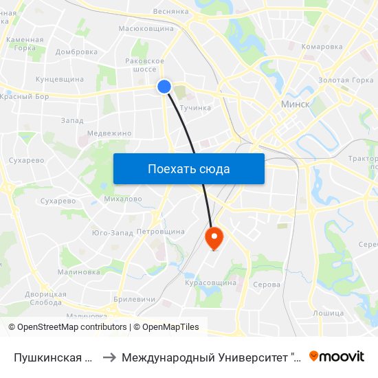 Пушкинская Ст.М. to Международный Университет ""Митсо"" map