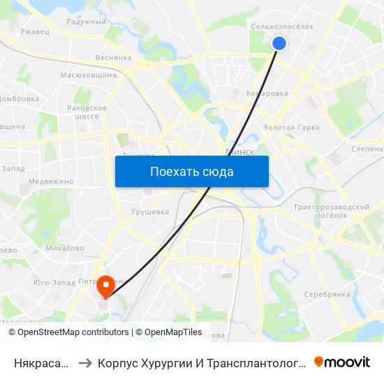 Някрасава to Корпус Хурургии И Трансплантологии map