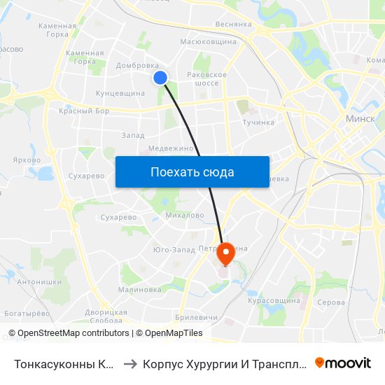 Тонкасуконны Камбінат to Корпус Хурургии И Трансплантологии map