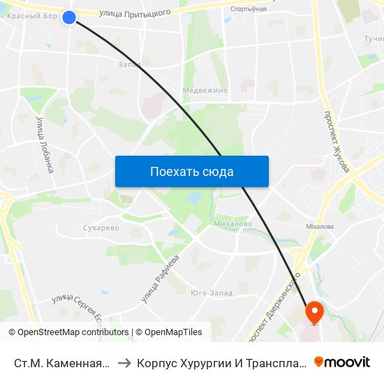 Ст.М. Каменная Горка to Корпус Хурургии И Трансплантологии map