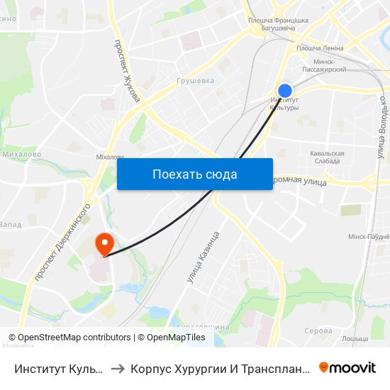 Институт Культуры to Корпус Хурургии И Трансплантологии map