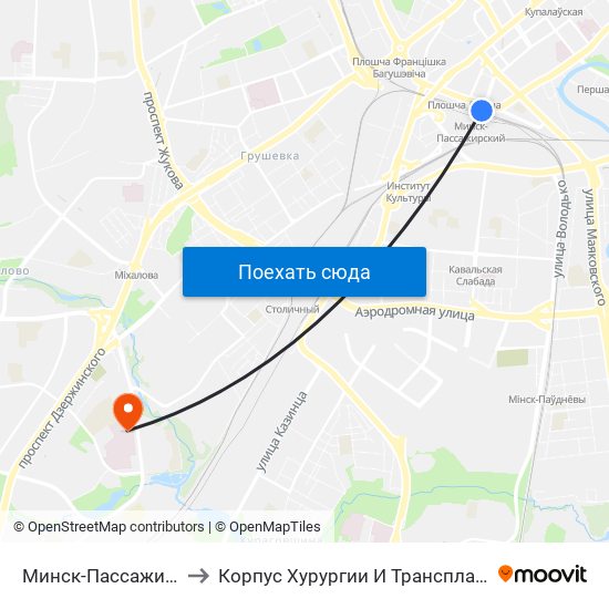 Минск-Пассажирский to Корпус Хурургии И Трансплантологии map