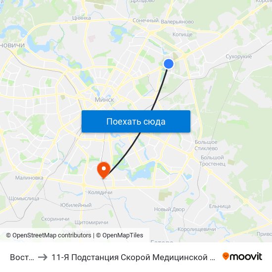 Восток to 11-Я Подстанция Скорой Медицинской Помощи map