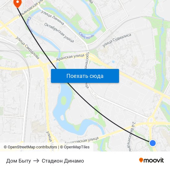 Дом Быту to Стадион Динамо map
