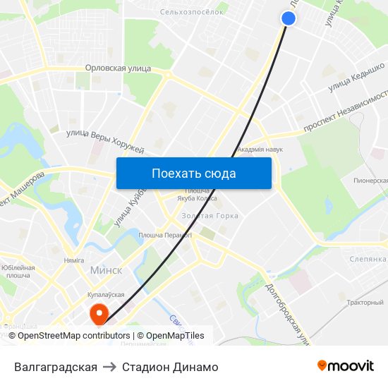 Валгаградская to Стадион Динамо map