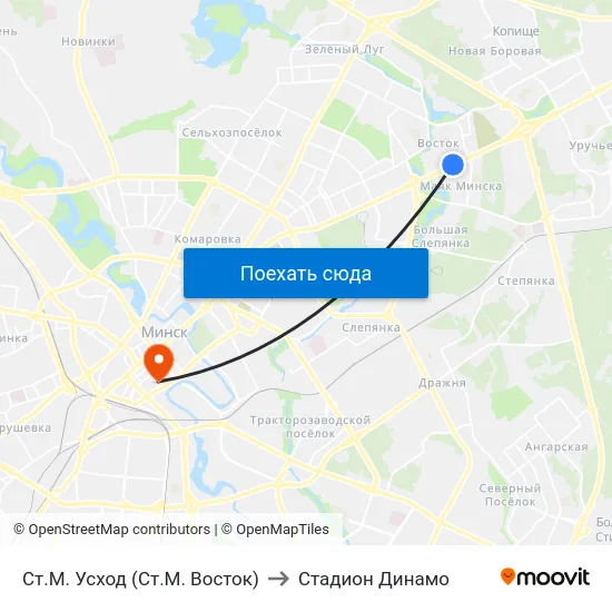 Ст.М. Усход (Ст.М. Восток) to Стадион Динамо map