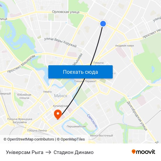 Універсам Рыга to Стадион Динамо map