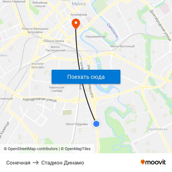 Сонечная to Стадион Динамо map