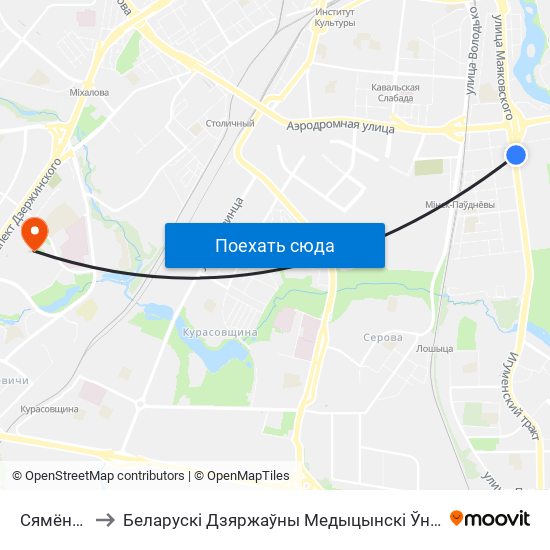 Сямёнава to Беларускі Дзяржаўны Медыцынскі Ўніверсітэт map