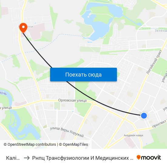 Калініна to Рнпц Трансфузиологии И Медицинских Биотехнологий map