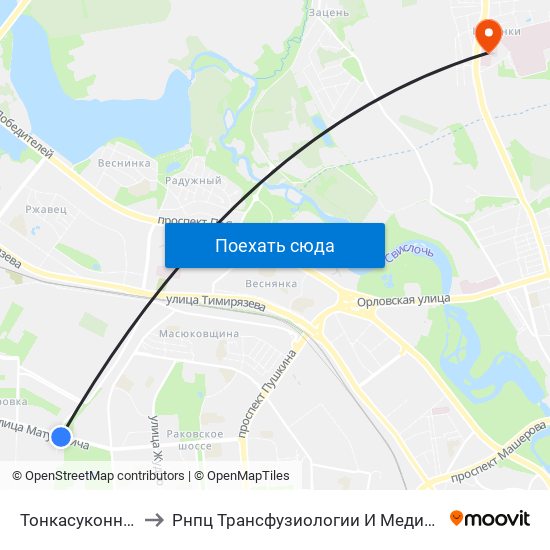 Тонкасуконны Камбінат to Рнпц Трансфузиологии И Медицинских Биотехнологий map