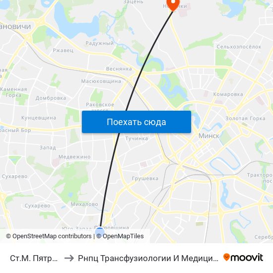Ст.М. Пятроўшчына to Рнпц Трансфузиологии И Медицинских Биотехнологий map