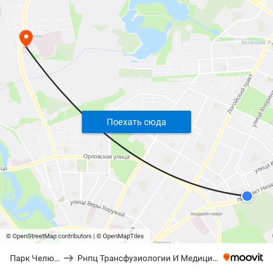 Парк Челюскинцев to Рнпц Трансфузиологии И Медицинских Биотехнологий map