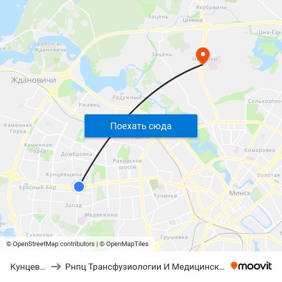 Кунцевщина to Рнпц Трансфузиологии И Медицинских Биотехнологий map