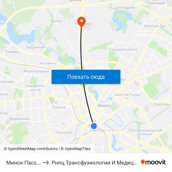 Минск-Пассажирский to Рнпц Трансфузиологии И Медицинских Биотехнологий map