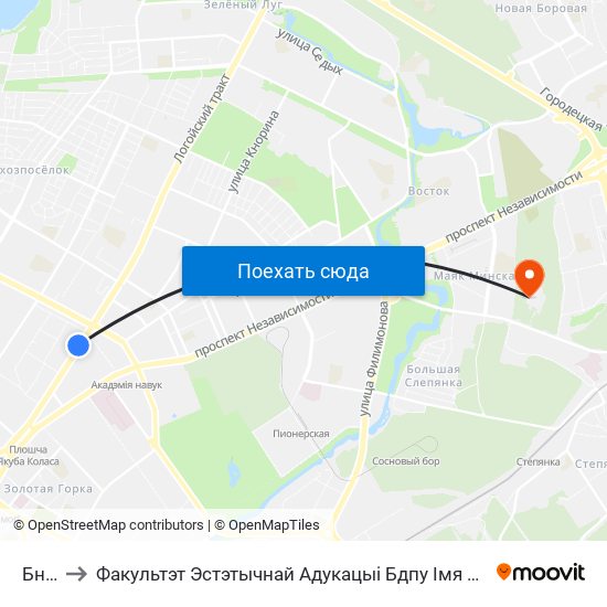 Бнту to Факультэт Эстэтычнай Адукацыі Бдпу Імя М. Танка map