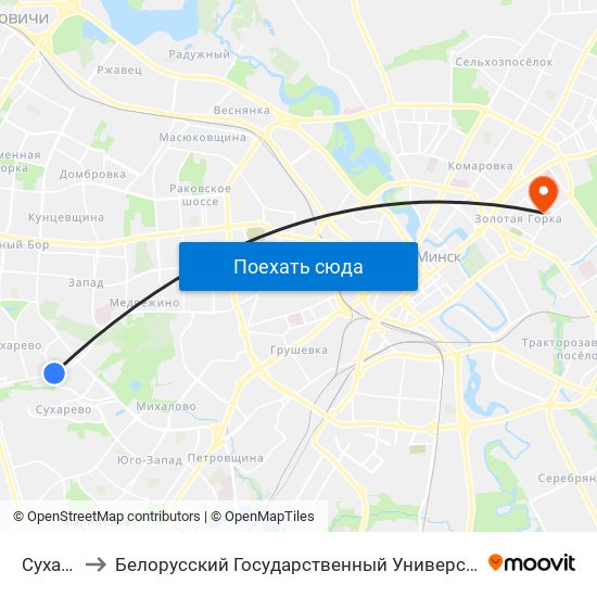 Сухараўская to Белорусский Государственный Университет Информатики И Радиоэлектроники map