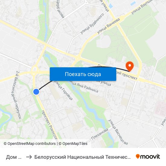 Дом Быту to Белорусский Национальный Технический Университет map