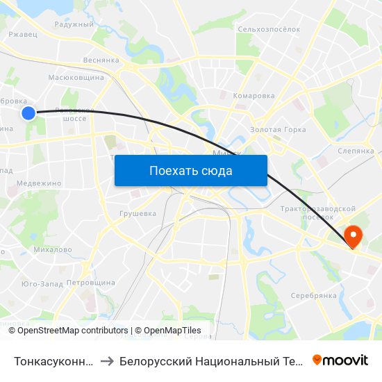 Тонкасуконны Камбінат to Белорусский Национальный Технический Университет map