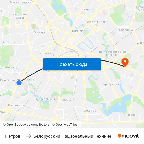 Петровщина to Белорусский Национальный Технический Университет map