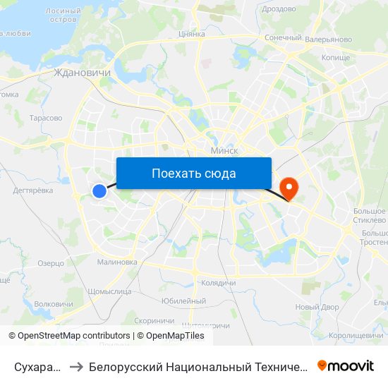 Сухараўская to Белорусский Национальный Технический Университет map