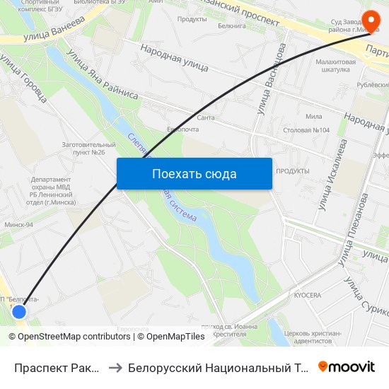Праспект Ракасоўскага, 55 to Белорусский Национальный Технический Университет map